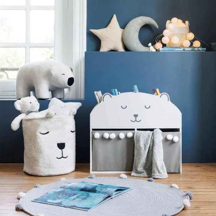Bac à jouet en bouclette H40cm blanc - Blanc - Atmosphera createur d'interieur-2