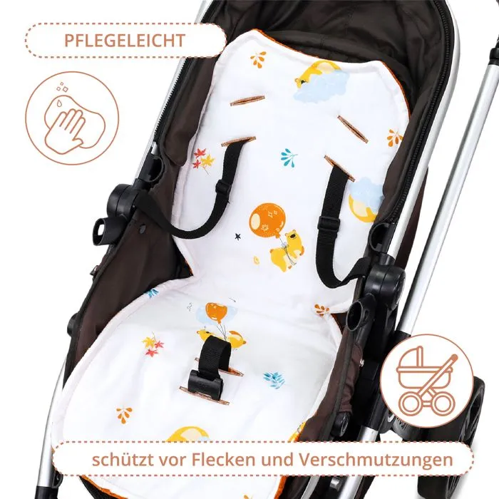 Coussin de siège de poussette 75 x 35 cm - coussin pour Réducteur siège auto pour de enfant -Minky Nounours à la citrouille-2