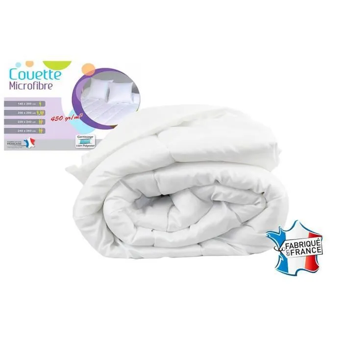 Couette microfibre blanche 140x200 cm 450gr/m2 - DECORATIE - Chaude - Synthétique-0