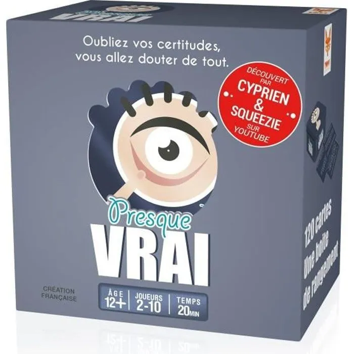 Jeu d'ambiance Presque Vrai - Topi Games - 90 cartes - 2 à 10 joueurs - 20 min - A partir de 12 ans-0
