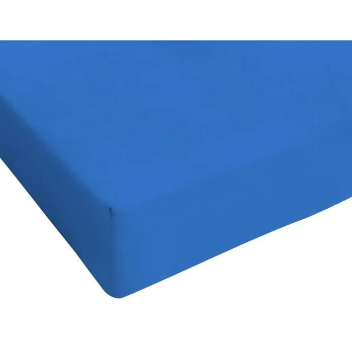 Drap Housse - 100% Coton - Bleu Roi - 120 x 200 cm - Élastique 25 cm - Fabriqué en Italie-0