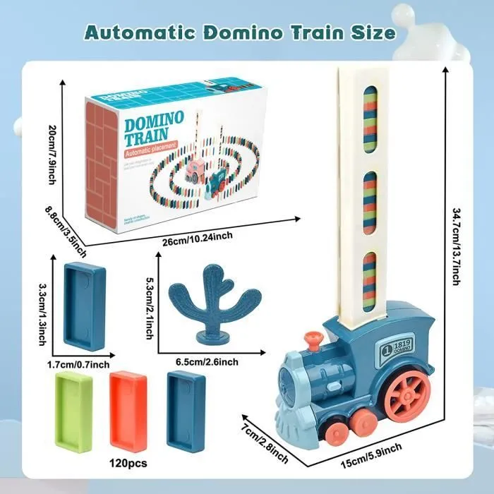 Train Électrique Domino avec 120 Pièces Blocks,Jouets de Train Domino avec lumières et Musique,Cadeau pour Enfant 3 4 5 Ans-3