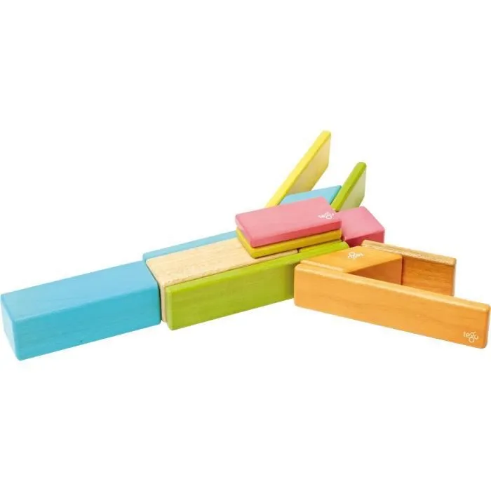 TEGU Tints 14 Pièces colorées - Blocs de bois aimantés - Jeu de construction-3