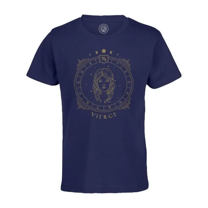 T-shirt Enfant Bleu Vierge Cartomancie Signe Astrologie Zodiaque Astres Constellation Tarot-0