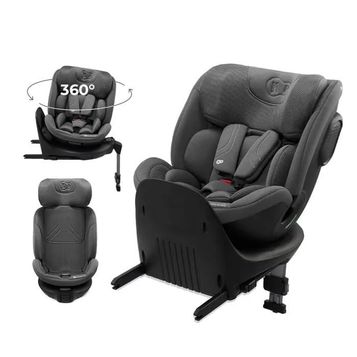 Siège auto I-size 40-150 cm - KINDERKRAFT XRIDER - Rotation à 360° - Base intégrée avec isofix - 8 positions d'inclinaison - Gris-0