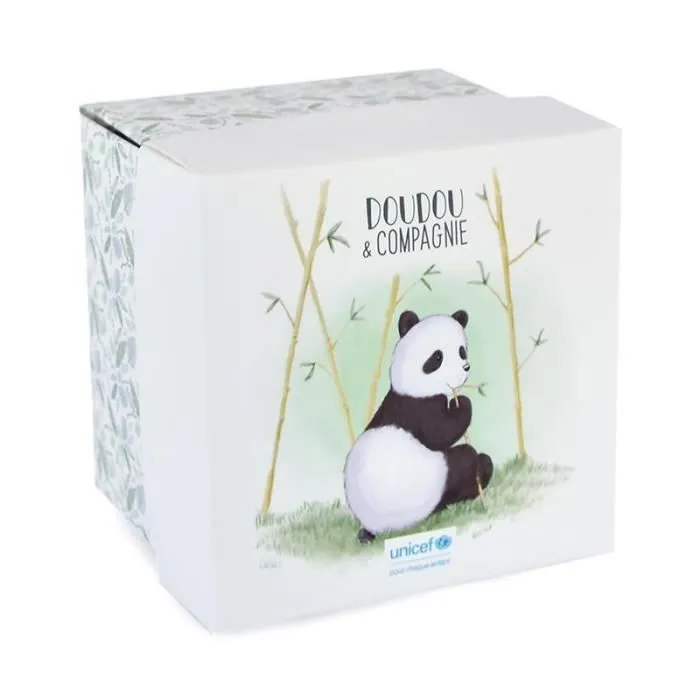 Doudou attache-sucette Panda - Doudou & compagnie Unicef - Blanc - 0/17 cm-0