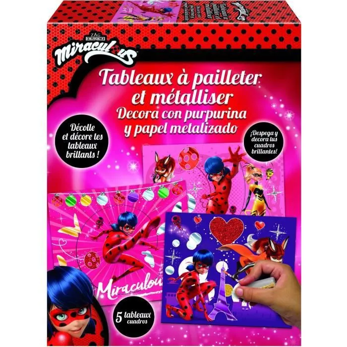 Tableaux à Pailleter Miraculous - EDUCA - 18928 - Magic Art - Mixte - 5 ans et plus - Enfant - Rose-0