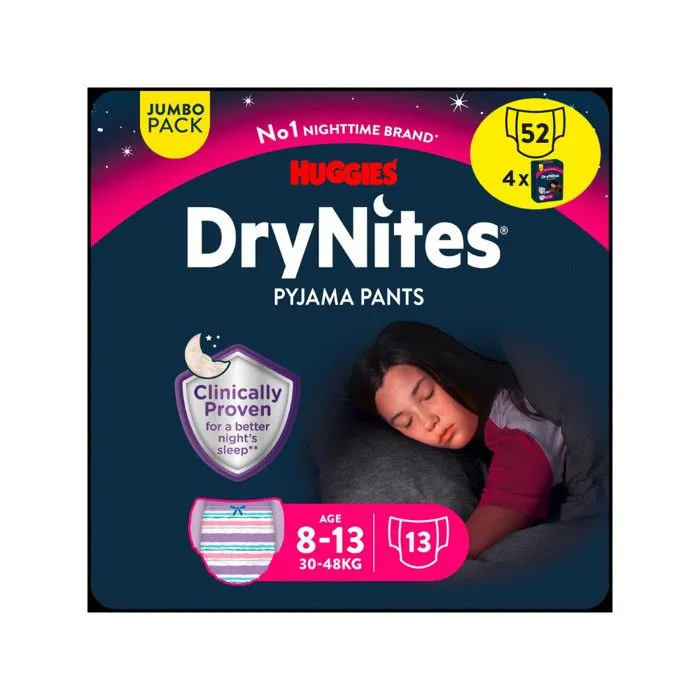 DryNites Couche de Nuit pour Fille 8-15 Ans 27-57 kg (4x13)-0