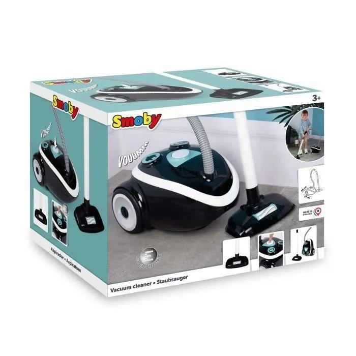 SMOBY Aspirateur compact et peu encombrant avec un véritable bruit d'aspirateur. 3 piles LR44 incluses - dès 3 ans-1
