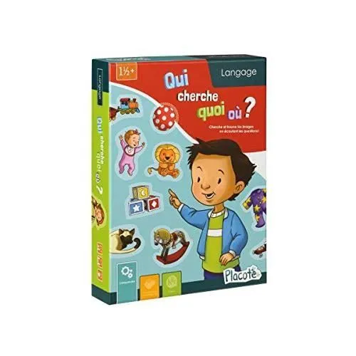 Jeu éducatif - Placote - Qui cherche quoi où? - 1 à 3 ans - Développe la compréhension - Mixte-0