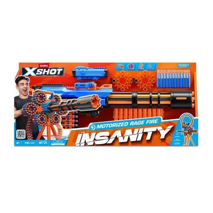 Pistolet sur trépied - ZURU XSHOT - Motorized Rage Fire - 72 fléchettes-0