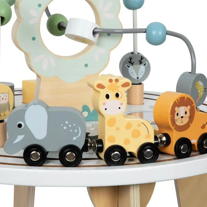 Table d'Activité Bébé Mamabrum, Jouet Éducatif en bois Labyrinthe, Circuit avec Animaux sur des roues, Engrenage, Trieur de formes-3