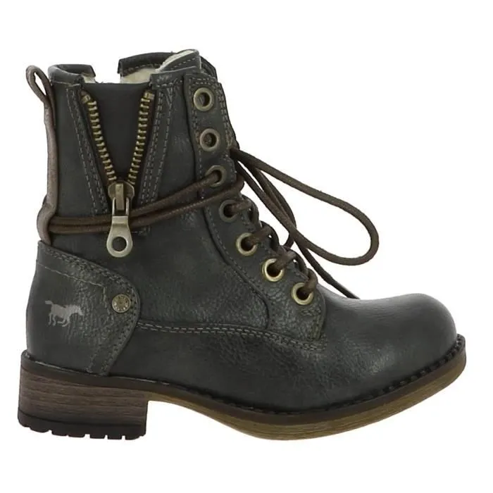 Bottines Mustang 5026-619 pour filles - Fermeture pratique par zip - Fourrées - Bleu graphite-1