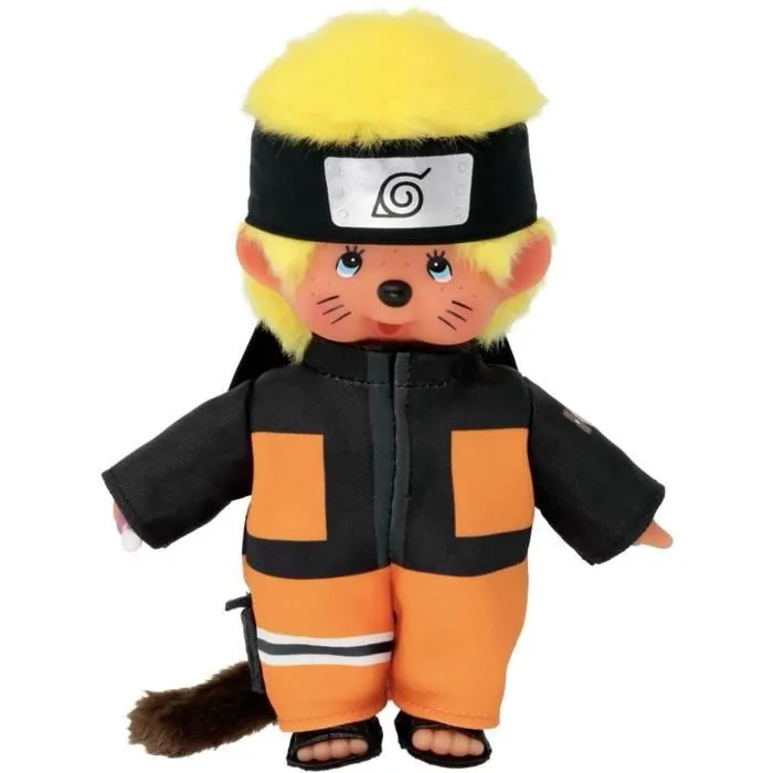 Bandai - Monchhichi - Peluche Monchhichi Naruto Shippuden - Peluche toute douce 20 cm pour enfants et adultes - SE241088-1