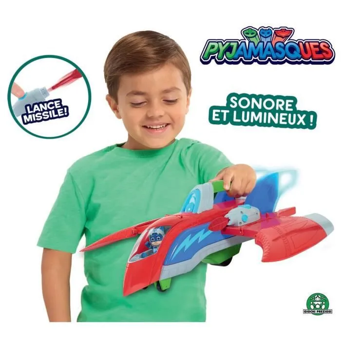 Pyjamasques - Rescue Jet avec figurine Yoyo 7,5 cm - Sonore et Lumineux-0