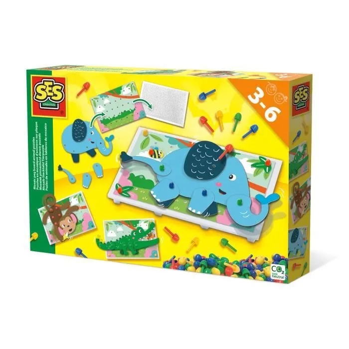Puzzle Mosaïque Animaux - SES Creative - 14890S - 100 pièces - Multicolore - 3 ans et plus-2