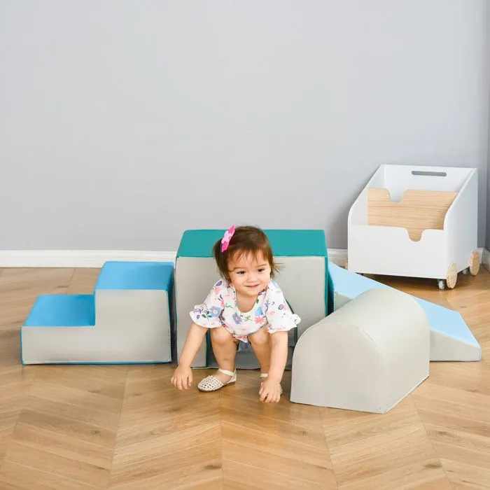 4PCS Module motricité bébé HOMCOM parcours motricité bébé en mousse EPE pour enfants d'âge préscolaire, multicolore-1