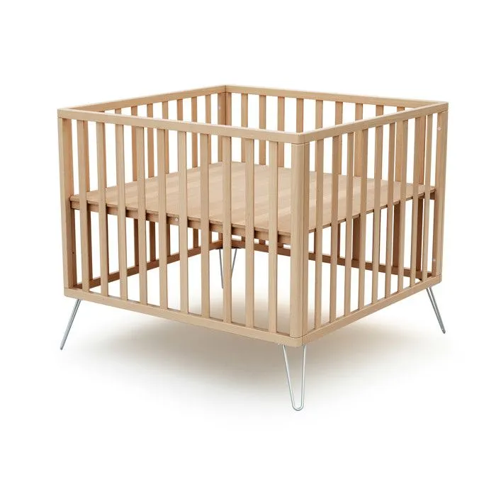 JURABABY - Parc bébé ONLY en bois  Hêtre et Acier - 100x100-1