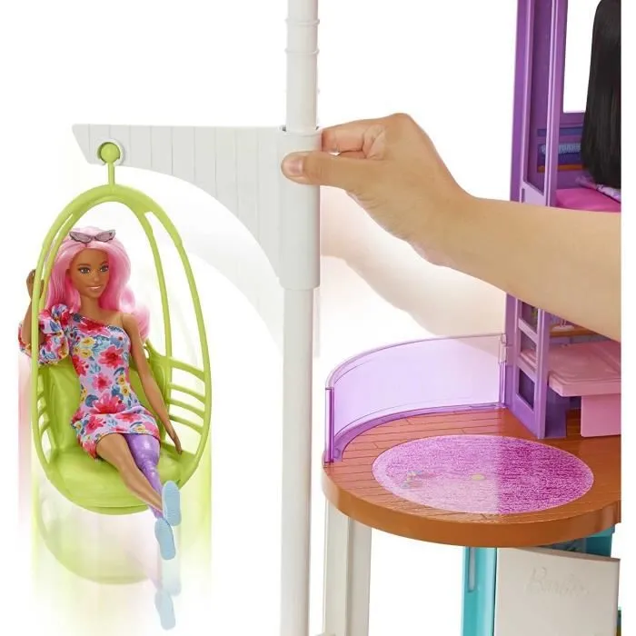 Maison Barbie Malibu - MATTEL - HCD50 - Plus de 30 pièces - 2 étages - Pour enfants de 4 à 10 ans-2