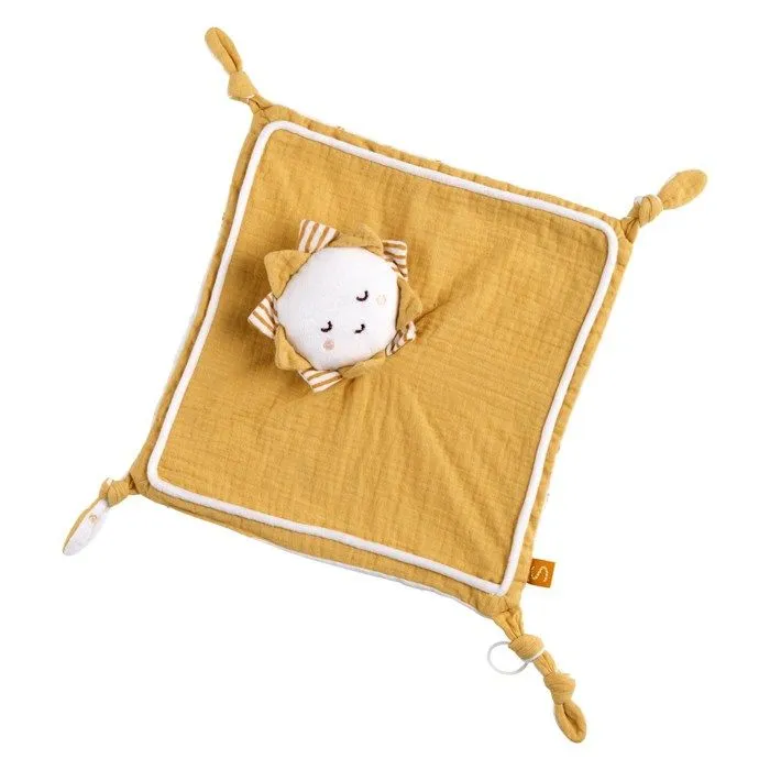 Doudou mouchoir soleil en coton blanc-0