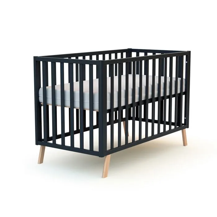 AT4 -  Lit bébé évolutif CONFORT en bois  Gris Graphite - Taille unique-1