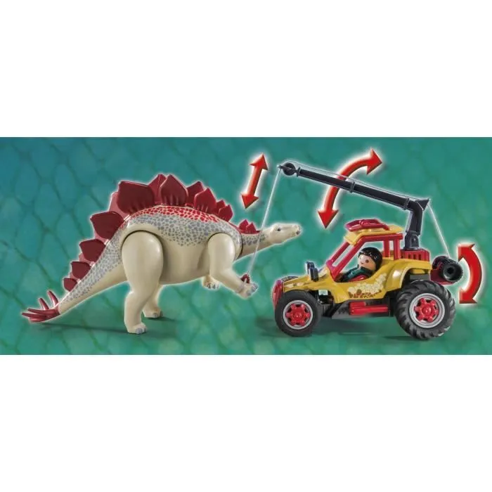 PLAYMOBIL 9432 - Dinos - Explorateur Avec Véhicule et Stégosaure-3