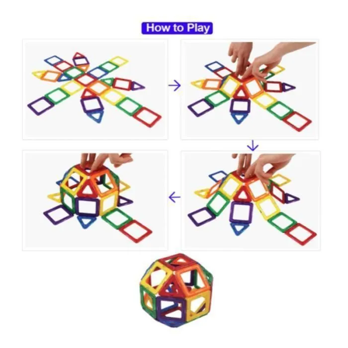 Construction Magnetique Enfant Jeu de Magnetique Bloc de Construction Magnétique Jeux Aimanté Enfant 44PCS Bloc Construction Magneti-2