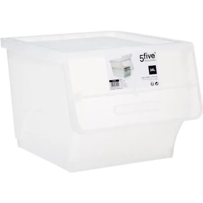 Boite de rangement Five - Ouverture Frontale 34 L - Transparent-0