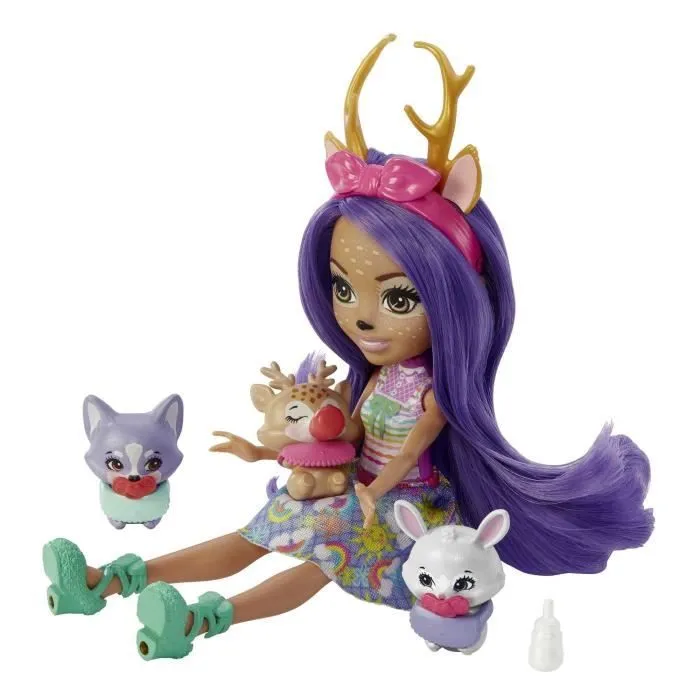 Poupée Enchantimals Meilleurs Amis des Bébés avec 4 animaux et accessoires - HLK84-4