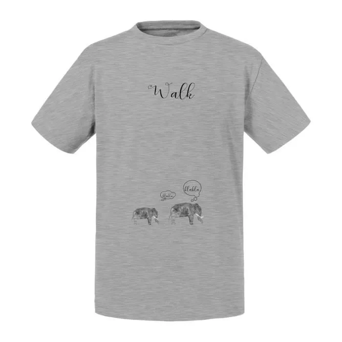 T-shirt Enfant Gris Walk Elephant Bla Bla Dessins Mignon-0