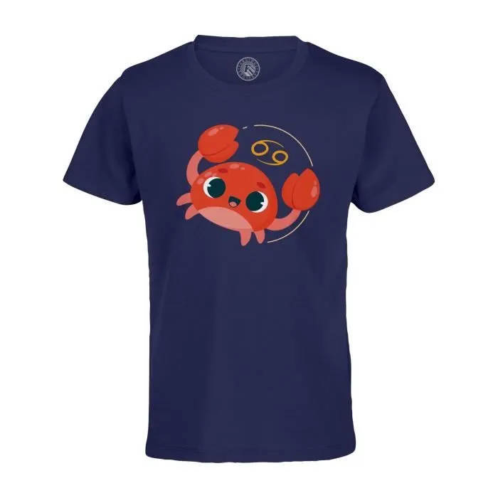 T-shirt Enfant Bleu Cancer Signe astrologie Zodiaque Dessin Symbole Illustration-0