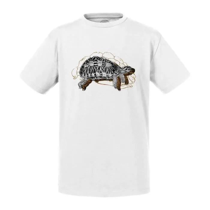 T-shirt Enfant Blanc Tortue Minimaliste Biologie Illustration Ancienne-0