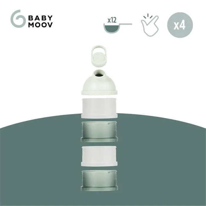 Babymoov Boîtes Doseuses de Lait en Poudre Babydose - Bec verseur ergonomique - Made in France, Vert-2