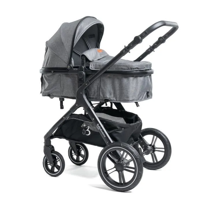BEBELISSIMO - Poussette combinée trio 3 en 1 - siège auto 0m – nacelle – dès la naissance – jusqu’à 22kg – Premium - gris-3