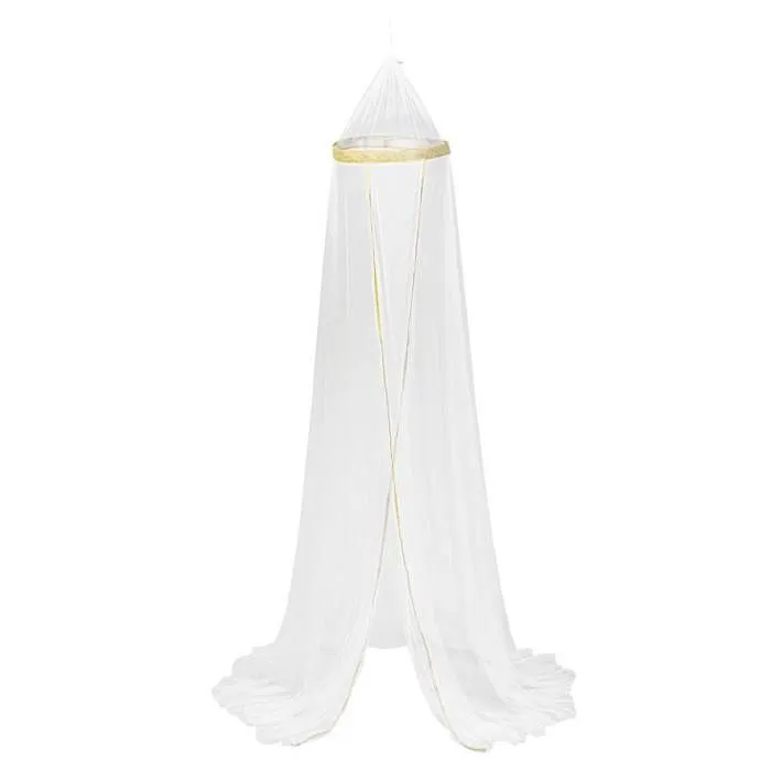 Ciel de lit enfant - Atmosphera - Bordure doré - Blanc - Polyester - 230 cm de hauteur-0