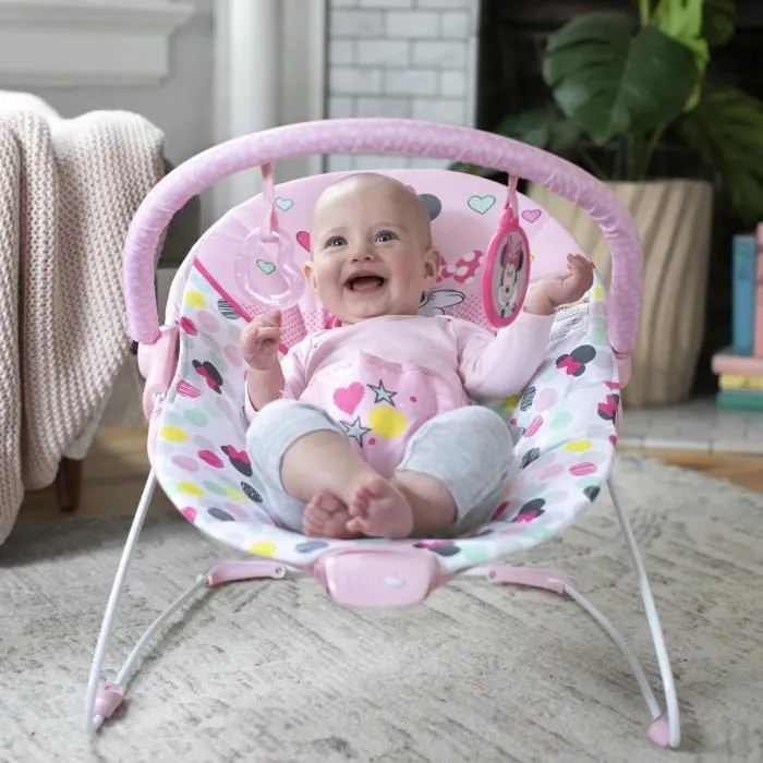 DISNEY BABY MINNIE Transat bébé Confettis, Arche avec jouets d'éveil amovibles, Vibrations apaisantes, Lavable en machine-6