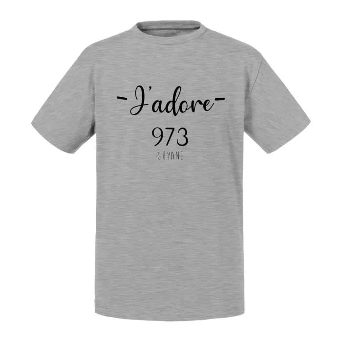 T-shirt Enfant Gris J'Adore 973 Guyane Departement France Region Cayenne-0
