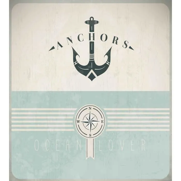 Abakuhaus Nautique Parure de couette, Ancre marine vintage, Écume de mer Noir Beige, 200 cm x 200 cm-1