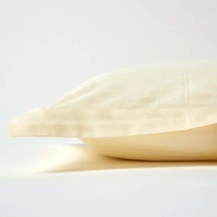 Taie d'oreiller - Satin de coton - Jaune pastel - 50 x 75 cm - 330 fils - Hypoallergénique-1