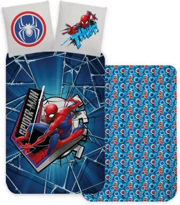 Housse de couette enfant Spiderman Action 100 x 135 cm 40 x 60 cm, Parure de lit bébé BRM015203-0