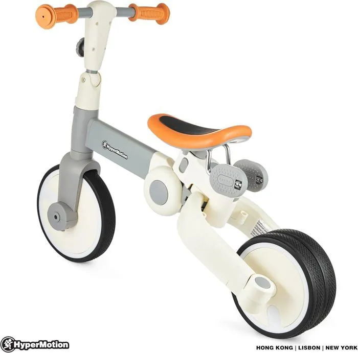 HyperMotion Draisienne Tricycle enfant Evolutif Pliable- Vélo Multifonction 3 ou 2 Roues- Pédales Amovibles- Poussoir Réglable- Gris-1