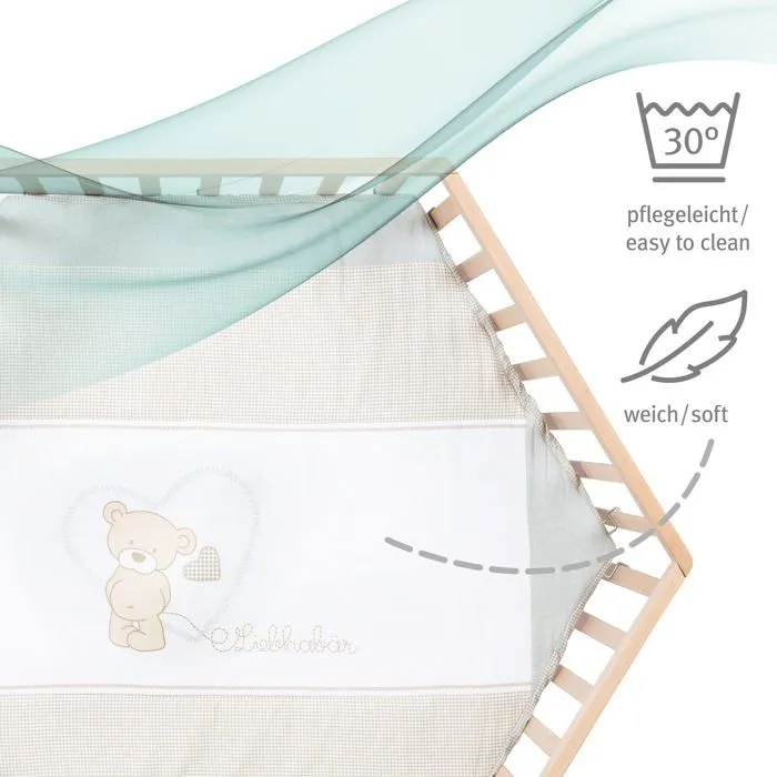 ROBA Parc Bébé Hexagonal en Bois Liebhabear + Tapis de Parc et Roues Avec Freins - Base Ajustable en Hauteur - Naturel-5