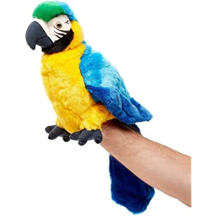 Peluche Uni-toys - V-00379 - Marionnette Perroquet a tete pivotante - 26 cm (Hauteur) - Oiseau - Peluche, Doudou-0