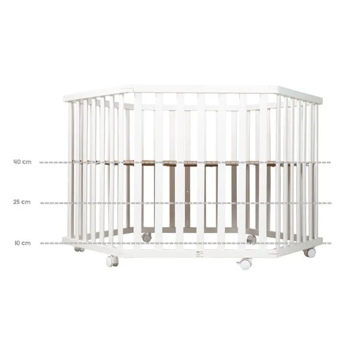 ROBA Parc Bébé Hexagonal "roba Style" + Tapis Gris et Matelas de Parc Blanc-1