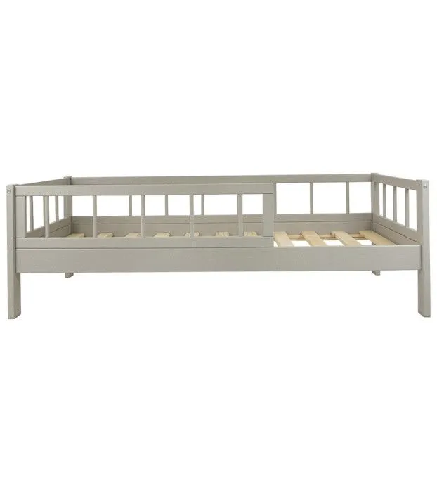 Lit d'Enfant en bois naturel Style Scandinave 160x80cm avec Barrières : Confort et Sécurité Réunis - Gris-0
