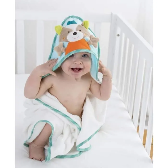 Fehn Serviette de Bain à Capuche Renard - Bleu - Bébé - Mixte - Dès la Naissance-1