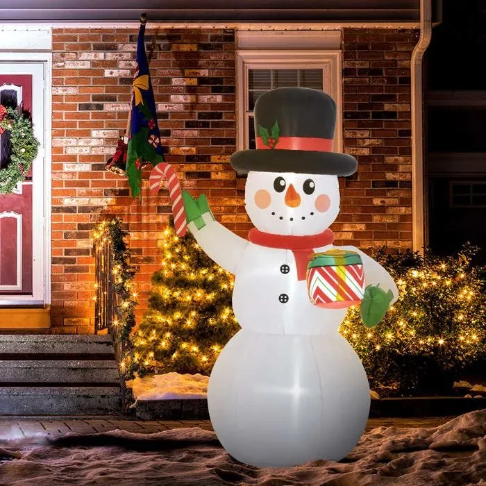 Bonhomme de neige gonflable de Noël de 180 cm Outsunny lumières LED, matériel fixation et souffleur, intérieur et extérieur-2