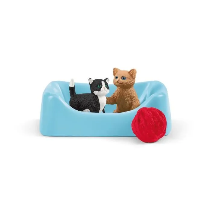 Coffret Aire de jeu pour chats adorables, figurines d'animaux avec chats, pour enfants dès 3 ans, Schleich 42501 Farm World-4