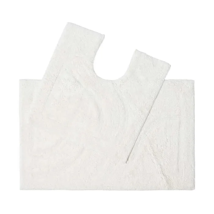 Tapis de bain pur Coton haut de gamme 2 pièces Crème-0