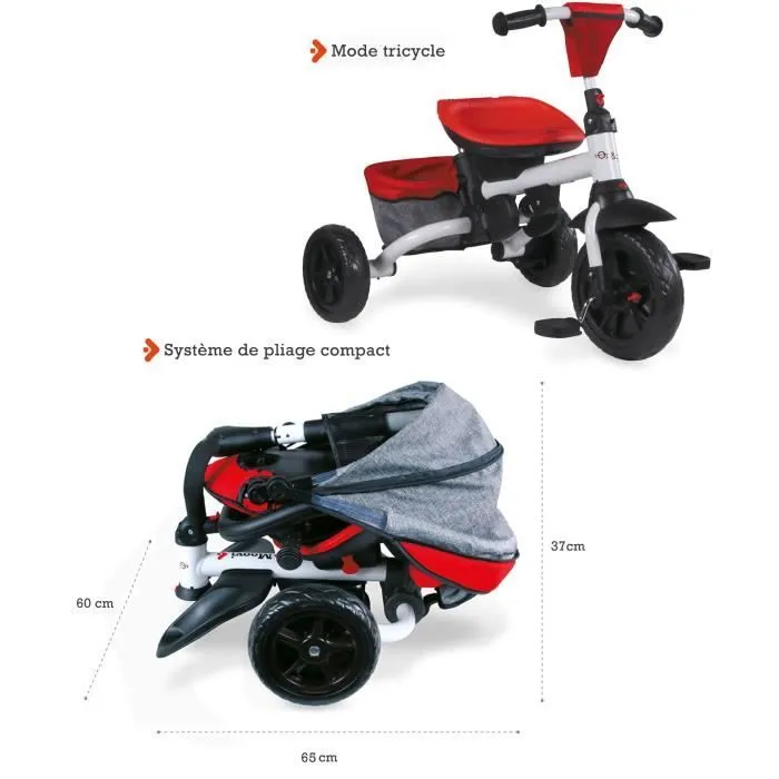 Tricycle évolutif pliable MONDO On & Go Moovi Explore - Rouge-7